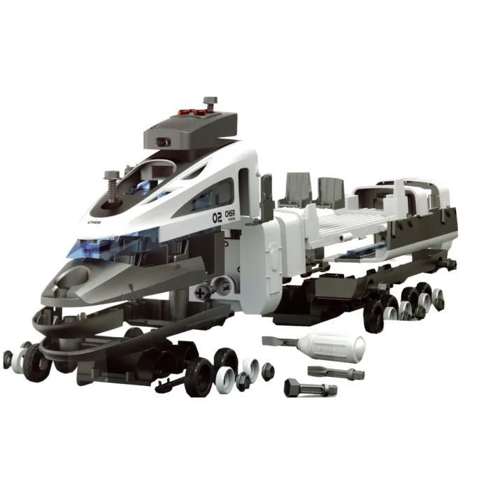 Kolorowa kolejka z akcesoriami i realistycznymi światłami