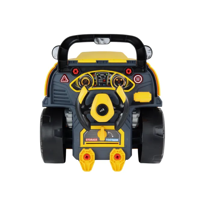 Edukacyjny żółty autobus z otwieraną maską i kołami do odkręcania