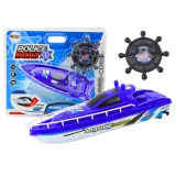 Zdalnie sterowana łódź policyjna RC w intensywnym niebieskim kolorze