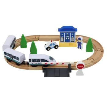 Drewniany Tor Kolejowy Pociąg Kolejka Tory Akcesoria Most Policja 3,2m