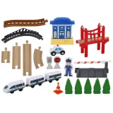 Zestaw policyjny z drewnianym torowiskiem i figurkami do zabawy