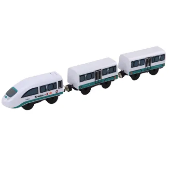 Most, posterunek policji i radiowóz w drewnianym zestawie kolejowym