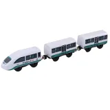 Most, posterunek policji i radiowóz w drewnianym zestawie kolejowym