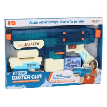 Widok boczny solidnego pistoletu na wodę M416 dla dzieci powyżej 6 lat