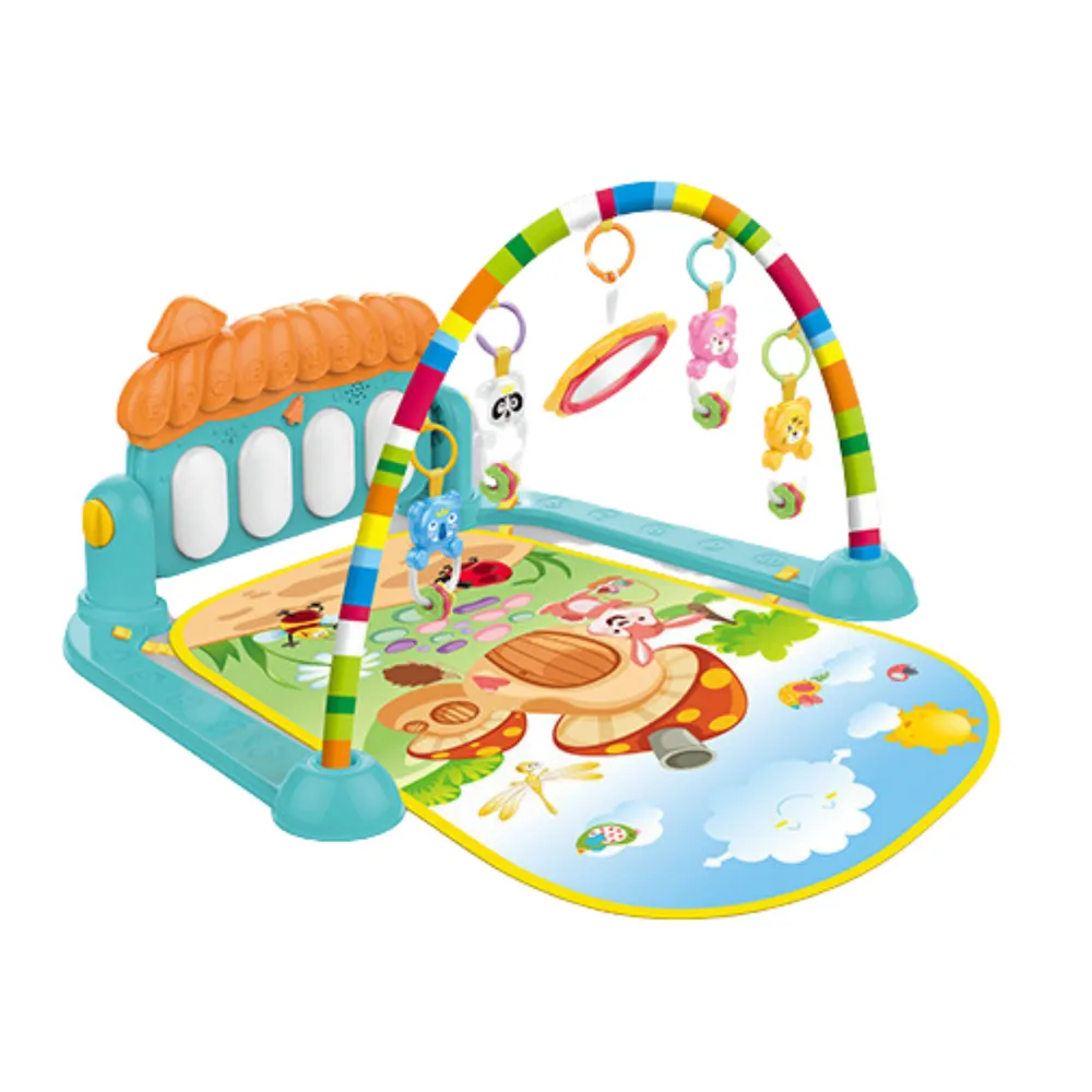 Mata edukacyjna dla niemowląt z łukiem i zabawkami rozwijająca zmysły