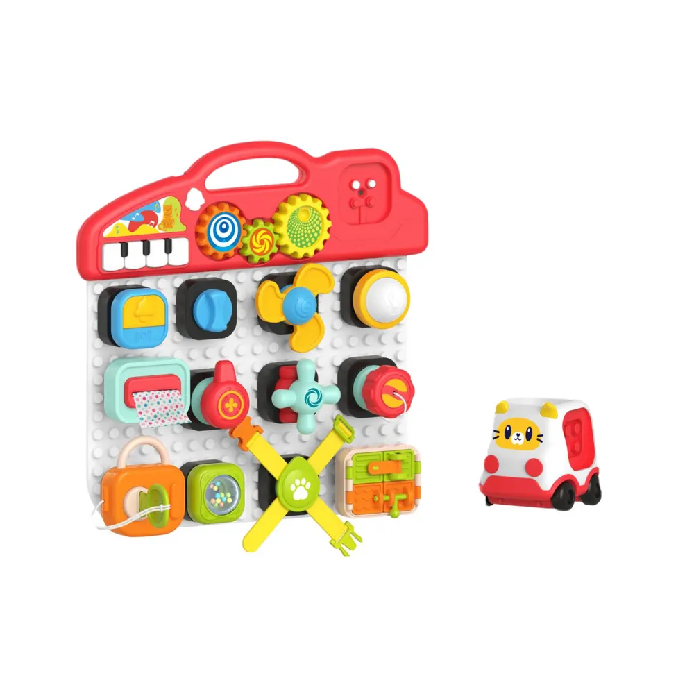 Zabawka edukacyjna – 15-elementowa tablica sensoryczna z różnorodnymi funkcjami