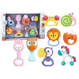 Kolorowy zestaw grzechotek i gryzaczków zwierzątek dla niemowląt 8 sztuk