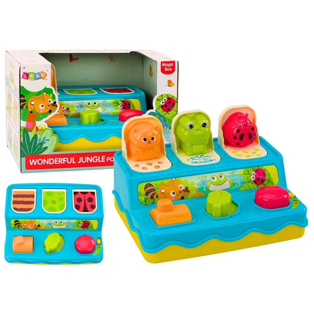 Kolorowa gra dla dzieci z wyskakującymi zwierzątkami i efektami świetlnymi