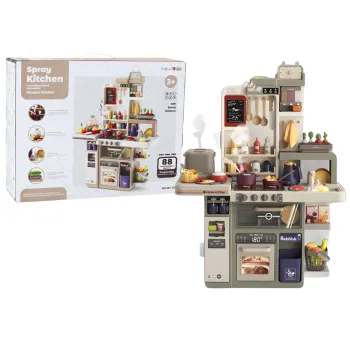 Interaktywna kuchnia zabawkowa z efektami świetlnymi i parą dla dzieci