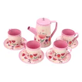 Filiżanki, czajnik i talerzyki w dziecięcym zestawie do zabawy