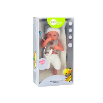 Zestaw do zabawy: biało-szara lalka bobas z akcesoriami dla dzieci