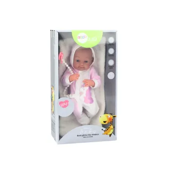 Zestaw lalka bobas 35 cm ze smoczkiem, kocykiem i detalami dla najmłodszych