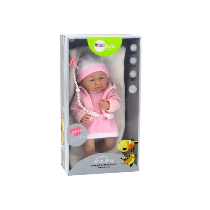 Zestaw lalka bobas z ubrankami i smoczkiem dla dzieci powyżej 18 miesięcy