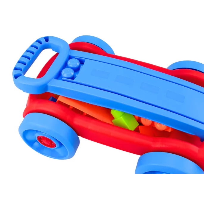 Wózek na kółkach z zestawem klocków, idealny dla dzieci od 3 lat