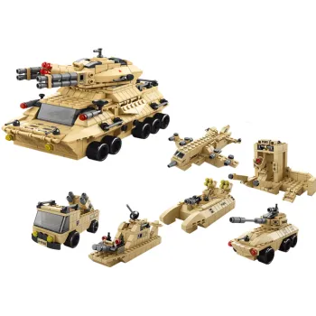 Zestaw Klocków Czołg Wojskowy Militarny Piaskowy 1000 el.