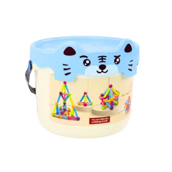 Klocki Magnetyczne w Wiaderku 78 Elementów Kotek Niebieski