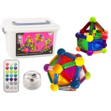 Kolorowe klocki magnetyczne z podświetleniem i pilotem w pudełku