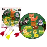 Magnetyczna gra w rzutki z zieloną tarczą i motywem zwierząt dla dzieci