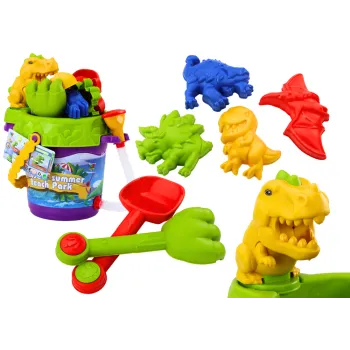 Zestaw do piasku z wiaderkiem i konewką w dinozaury na plaży