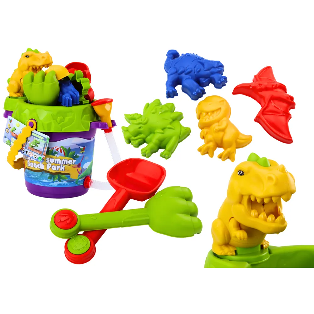 Zestaw do piasku z wiaderkiem i konewką w dinozaury na plaży