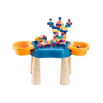 Wielofunkcyjny Stolik 4w1 Klocki Łowienie Ryb Rysowanie Niebieski
