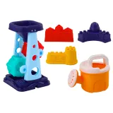 Zestaw do zabawy w piasku – młynek, łopatki i foremki w kształcie zamków