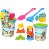 Kolorowy zestaw zabawek do piasku z wiaderkiem i młynkiem dla dzieci