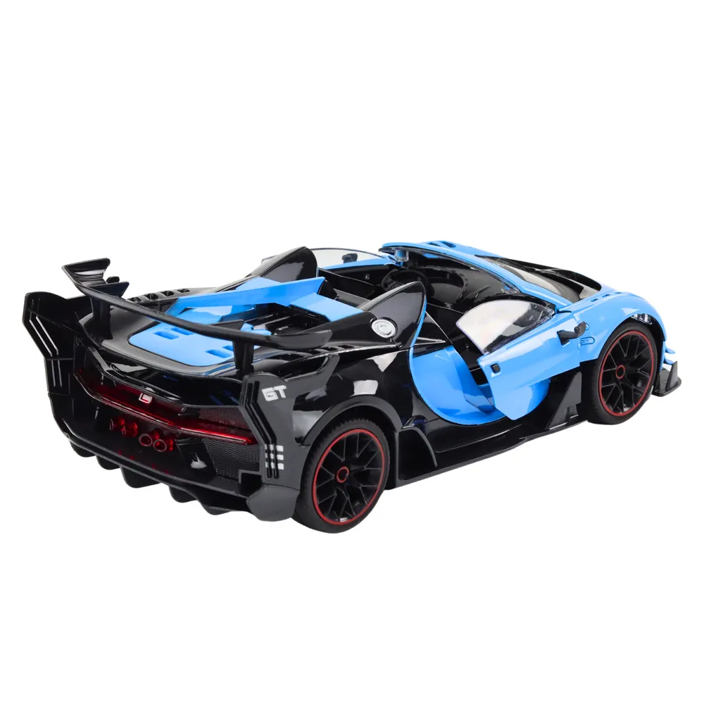 Realistyczne wnętrze auta sportowego RC w wersji niebieskiej