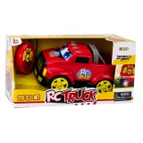 Zbliżenie na detale zdalnie sterowanego autka z lampami i syreną