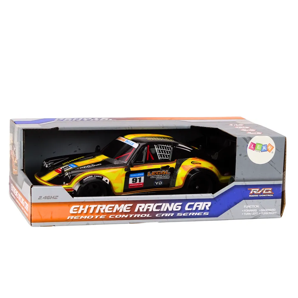 Zdalnie sterowany samochód RC żółty, idealny na prezent dla fana driftu