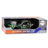 Autko wyścigowe RC 1:16 zielone, widok na gumowe koła i sportową sylwetkę