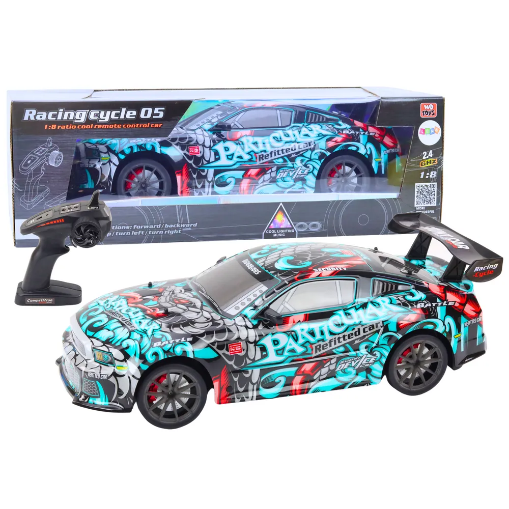 Zdalnie sterowane auto sportowe RC w skali 1:8 z efektem graffiti