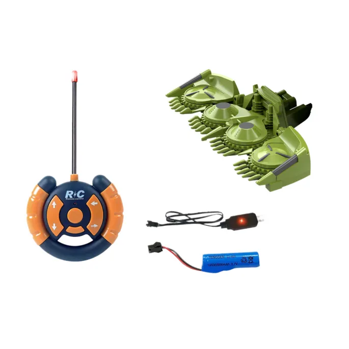 Realistyczny model kombajnu RC z dużymi gumowymi kołami w intensywnym kolorze