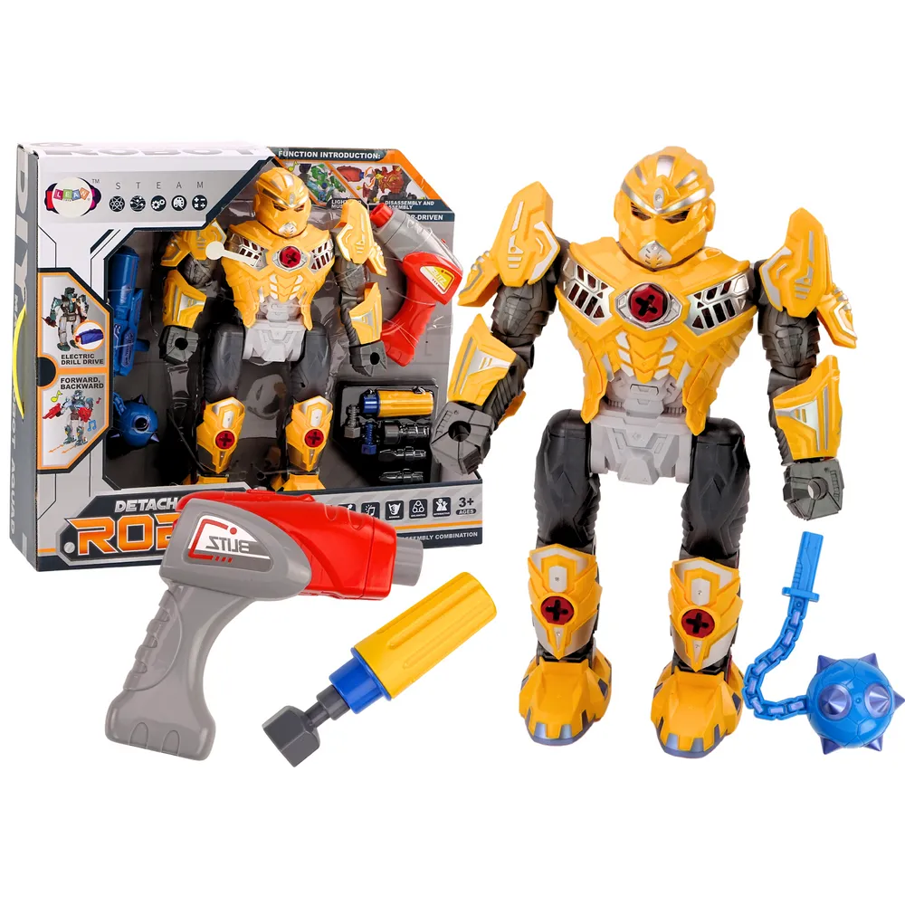 Żółty robot do skręcania z akcesoriami dla dzieci