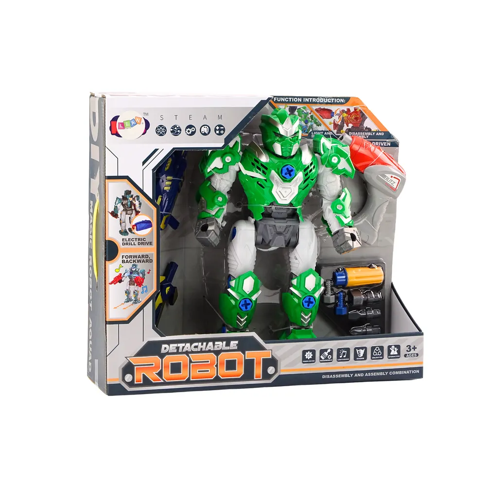 Zabawka robot z bronią i mieczem rozwijająca zdolności manualne dziecka