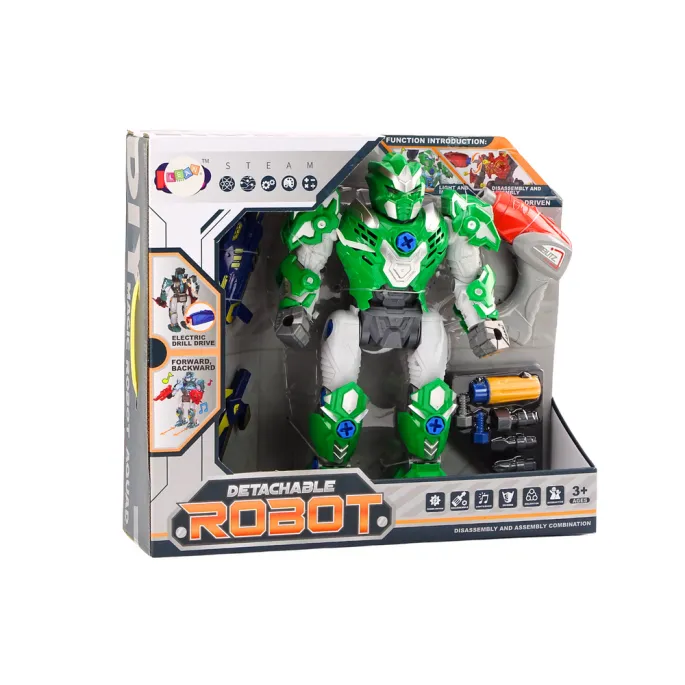 Zabawka robot z bronią i mieczem rozwijająca zdolności manualne dziecka