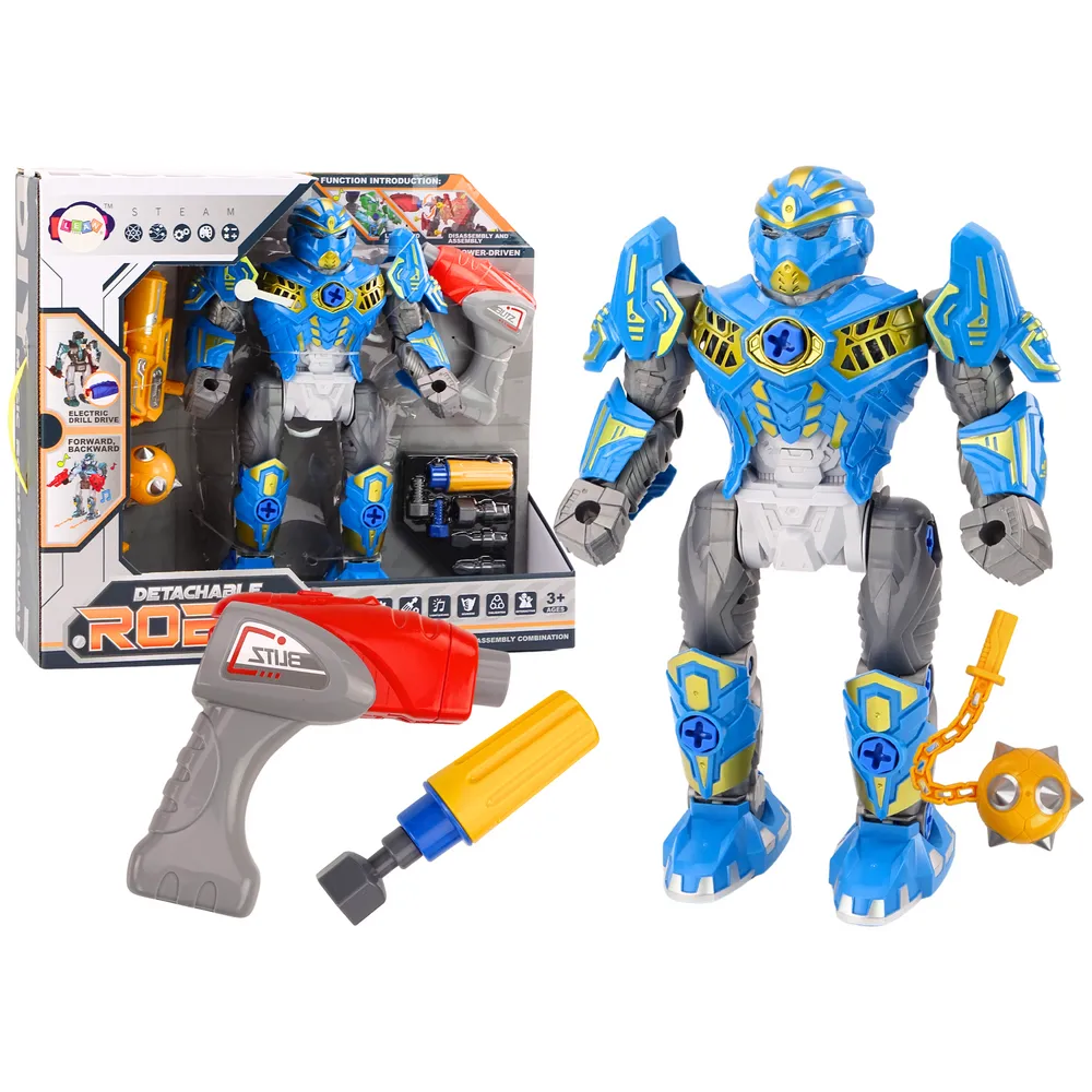 Niebieski robot do skręcania z narzędziami dla dzieci w zestawie