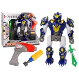 Granatowy robot do skręcania z wiertarką i efektami świetlnymi