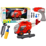 Czerwony helikopter kreskówkowy do skręcania z zestawem narzędzi