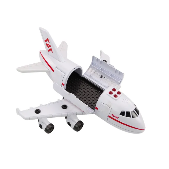 zabawka samolot z otwartymi drzwiami i narzędziami montażowymi