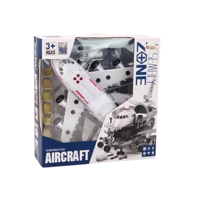 samolot pasażerski efektami świetlnymi i dźwiękowymi stojący na podłodze