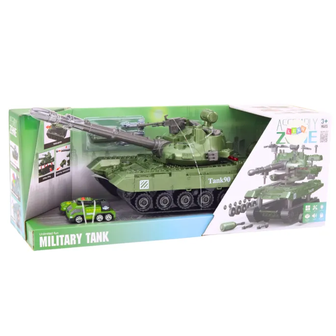 Realistyczny zielony czołg zabawkowy z funkcją samodzielnego składania