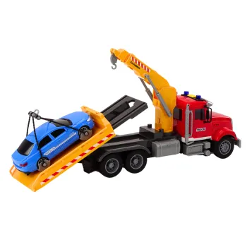 Ciężarówka Laweta Z Dźwigiem Na Auto Światła Dźwięki Napęd Czerwona