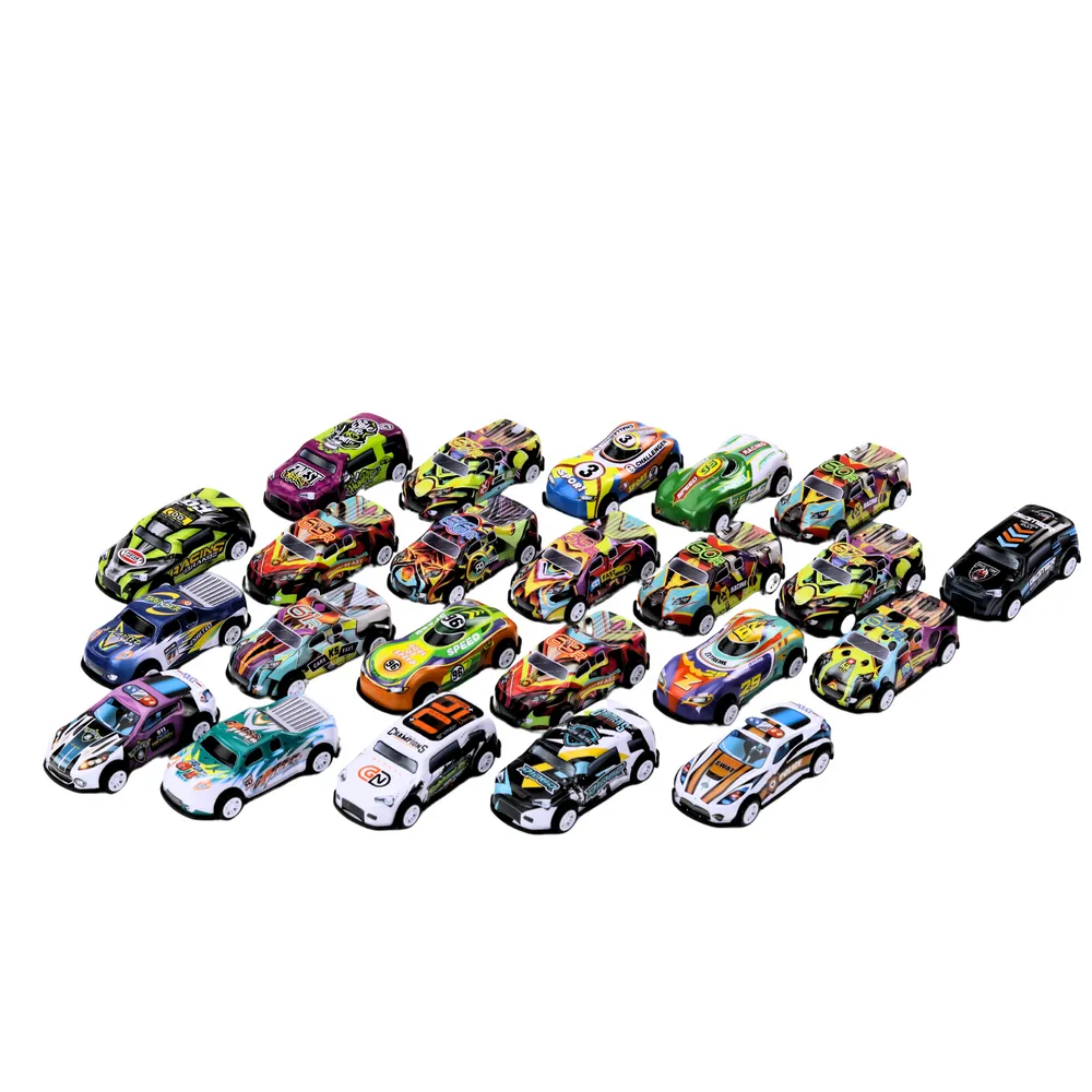 Zabawka – komplet mini autek wyścigowych z napędem i różnymi kolorami