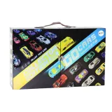 Kolorowe resoraki i plan miasta w poręcznej walizce dla dzieci