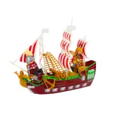 Zestaw: statek romański z katapultą, palmami i figurkami wojowników