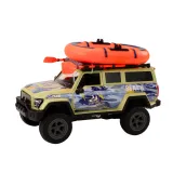 Zestaw zabawkowy: auto terenowe, ponton, deska surfingowa i figurka serfera