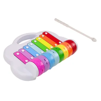 Zbliżenie na tęczowe klawisze cymbałków dla dzieci