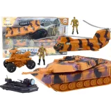 Zestaw militarny z czołgiem, helikopterem i żołnierzami dla dzieci
