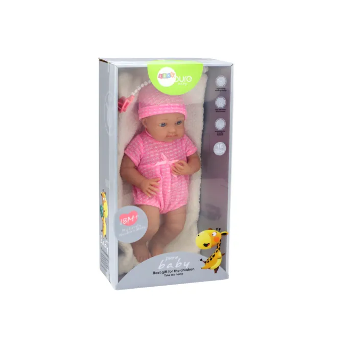 Komplet: lalka bobas z akcesoriami – kołderka oraz smoczek dla malucha